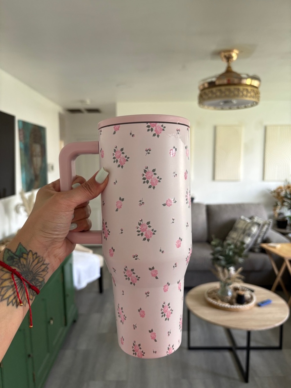 HydroJug Pink Floral Insulated Travel Tumbler 40oz